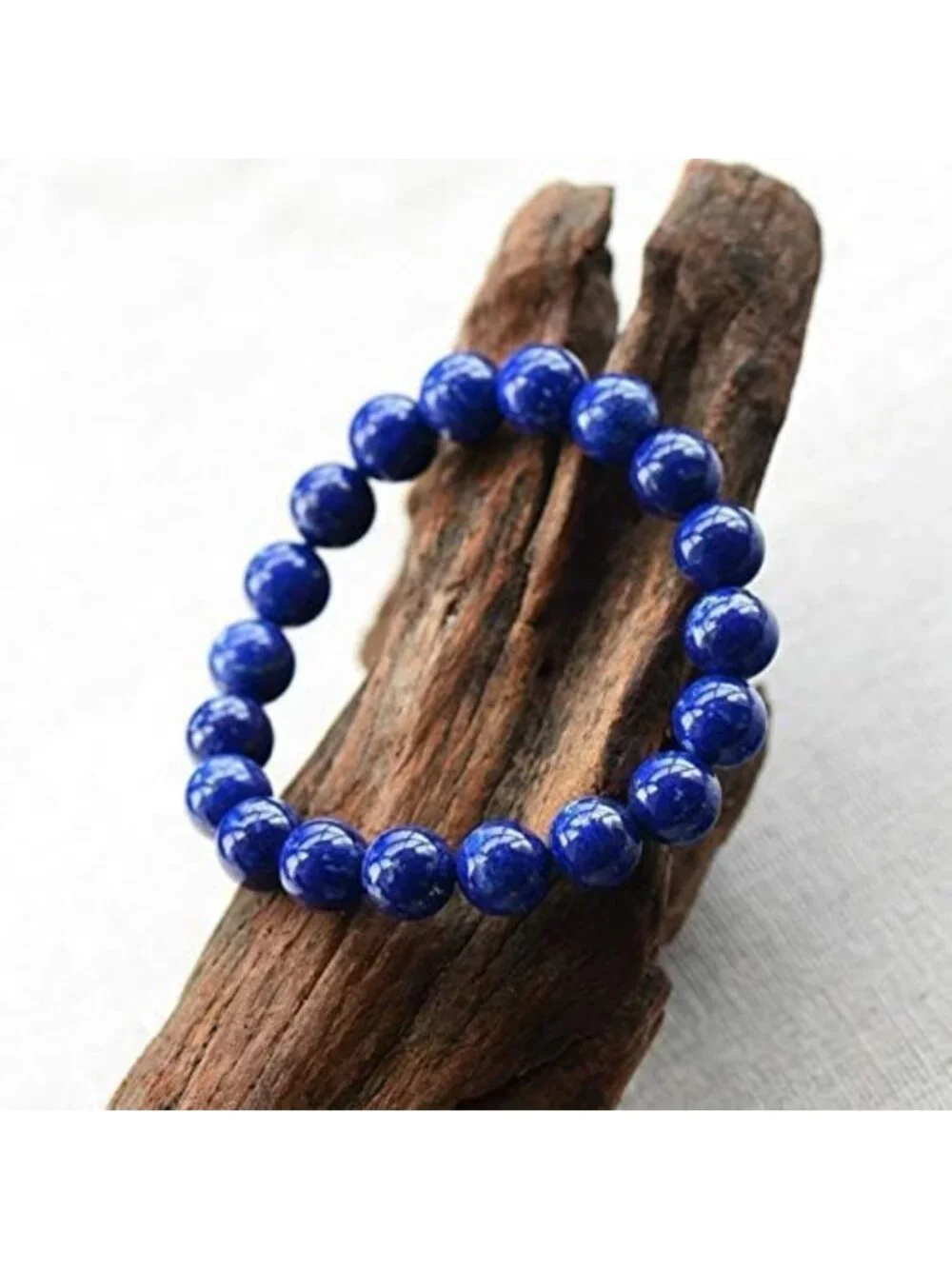 Handmade Crystal Agate & Lapis Lazuli Bead Stretch Bracelet - Gemstone